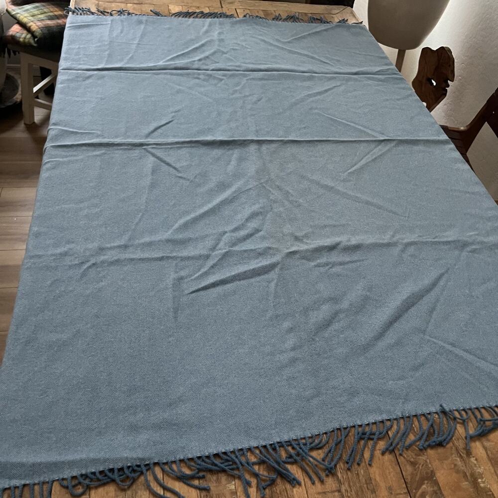 Alicia Adams Alpaca Blue Throw Blanket Fringe 48" x 59" Made In Peru